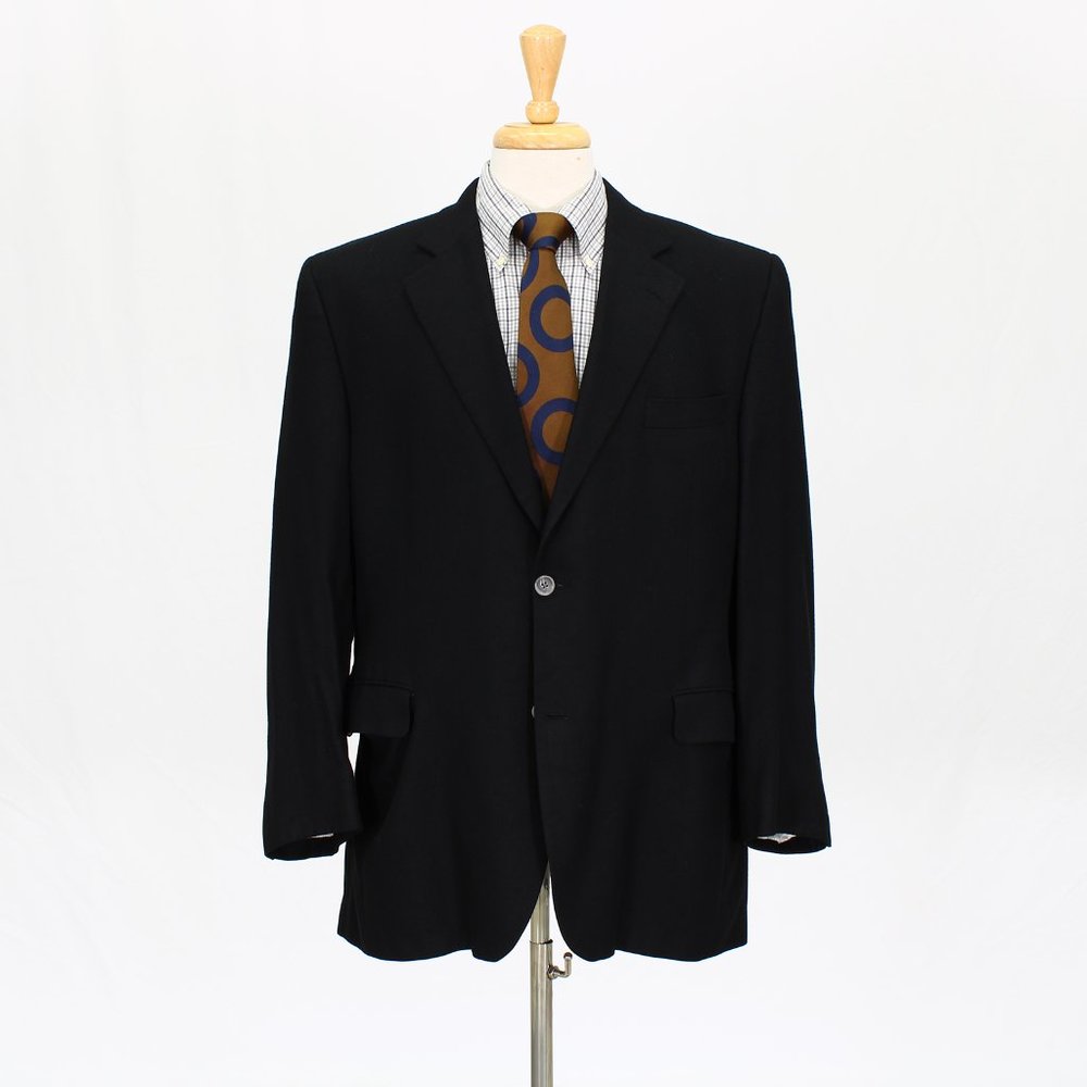 Jack Victor 46R Black Solid 2-Button Sport Coat Blazer Jacket O354